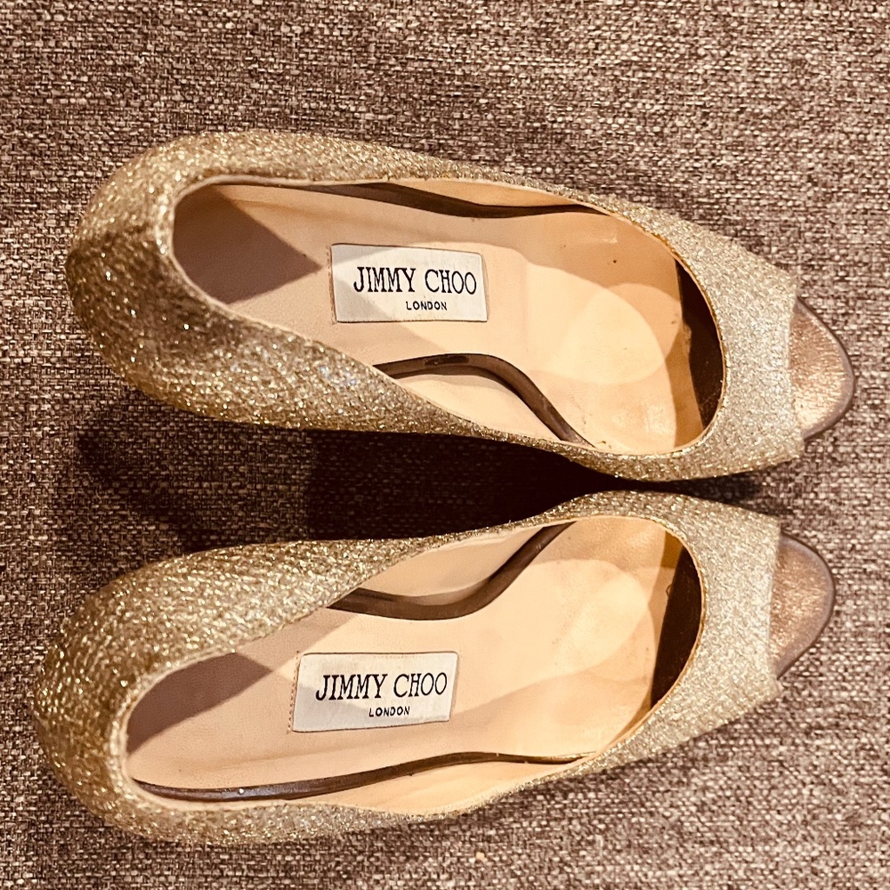 Jimmy Choo Luna Platform Pump in Champagne size 37 - Picture 1 of 6